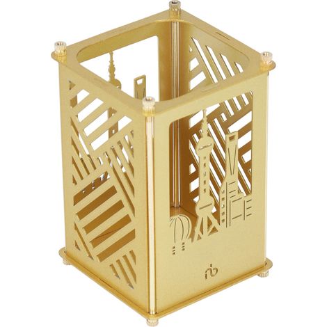 Porte-stylo doré brillant multifonctionnel - Montage facile - Pour bureau, école, maison - Design élégant et moderne (1/5)