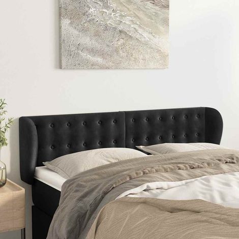 vidaXL Cabecero de terciopelo negro 147x23x78/88 cm (1/5)