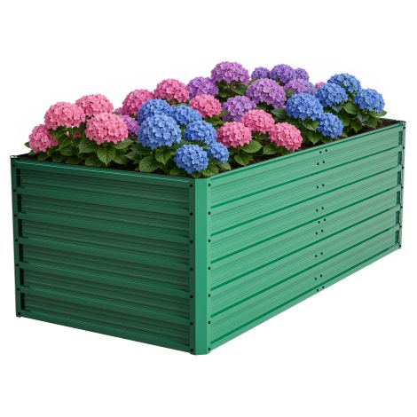 Hochbeet aus Metall – Hochbeet – Blumenkasten für den Außenbereich ohne Boden – 190 x 90 x 64 cm – Rostfrei – Grün