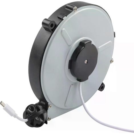 1 Stück automatische, einziehbare Kabeltrommel für Strom-, Daten- und Ladekabel mit Schutzhülle (1/4)