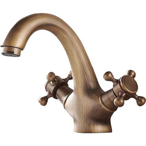 Grifo lavabo bimando retro AGNES dorado envejecido (1/4)