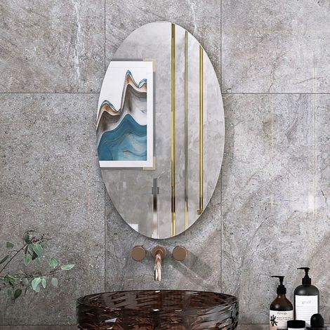 Spiegel 64x37 cm – oval – ohne Rahmen – Wanddesign – schlichtes und elegantes Design – geeignet für Badezimmer oder Schlafzimmer