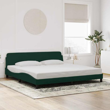 Bettgestell "Dover" Dunkelgrün 200x200 cm Samt (1/5)