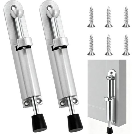 2 x Door Stoppers with Control,Zinc Alloy Floor Door Stopper,Spring Door Stop for Indoor and Outdoor,Stainless and Stable (1/5)
