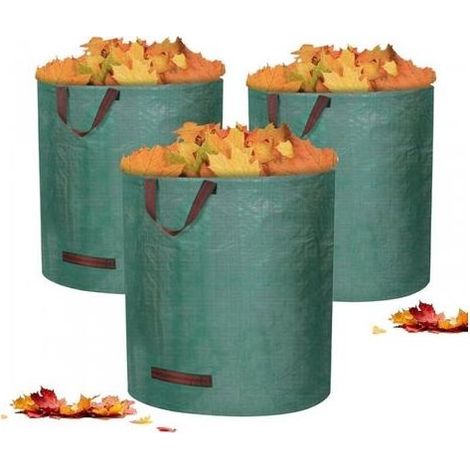 3 x 50-Liter-Gartenabfallsäcke – freistehend und faltbar – wiederverwendbare Gartenabfallsäcke für Rasenschnitt, Laub und Grünschnitt – wiederverwendbar (1/5)