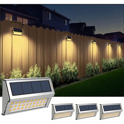 [Blanc Froid]Lampe Solaire Exterieur,Lampe solaire de jardin en inox, Imperméable Lumières décoratives s’appliquant au Clôture,Jardin,Escalier,Chemin,Patio,Porche,Cour,Porte d'entrée,Paysage-6PCS