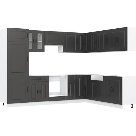 vidaXL Set Mobili da Cucina 14 pz Kalmar Neri Legno Multistrato (1/5)