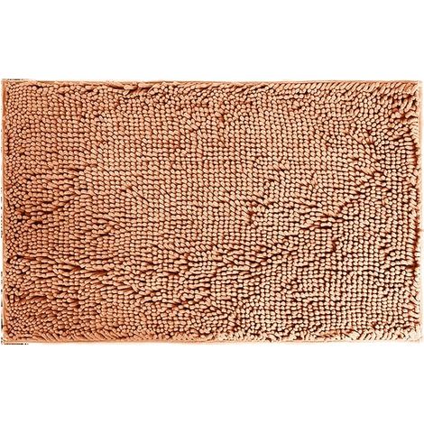Tapis shaggy pour chambre, tapis moelleux et duveteux en fausse fourrure pour la décoration hivernale et de Noël, tapis de bain rectangulaire antidérapant, lavable et absorbant - Champagne 60 x 90 cm