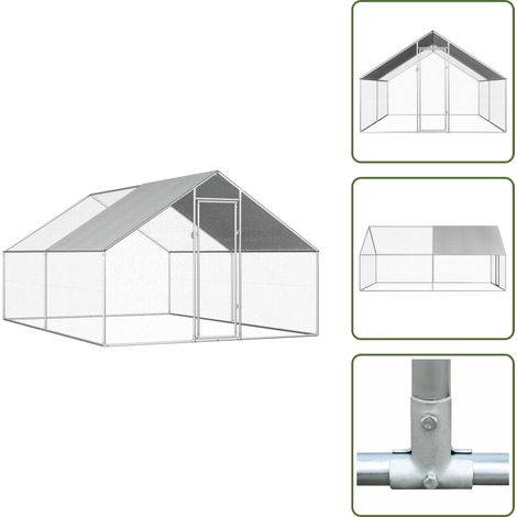 Poulailler d'extérieur 2,75 x 4 x 1,92 m Acier galvanisé - Poulailler Extérieur - Abri Pour Animaux - Coop Pour Poules - Voliére - Animal Domestique (1/5)