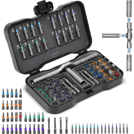 Jeu de Tournevis à Cliquet Magnétique 50 en 1, Kit Tournevis de Précision avec Embouts S2, Aimant Puissant, Tournevis Multifonction pour Réparation PC, Bricolage et Assemblage (1/5)