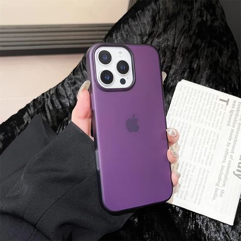 Coque transparente mate pour iPhone (iPhone 15, violet) avec cadre en silicone antichoc et protection antichoc