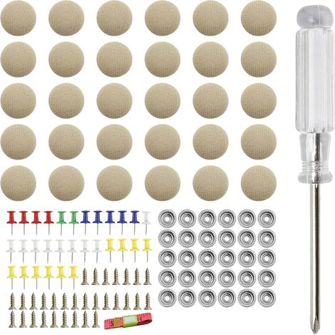 30 Pièces Kit Réparation Ciel de Toit Voiture, Bouton d'outils de Toit de Voiture Réparation Tissu Toiture Automobile pour Voiture Camion Bus Caravane avec Outils Installation (1/5)