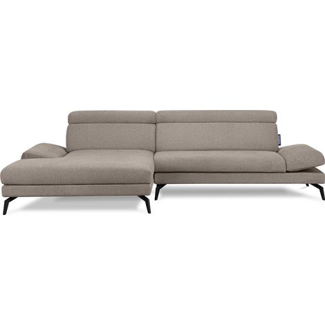 KONSIMO RENAR Ecksofa Modern, 4 Sitzer, bewegliche Kopfstütze, graubeige (1/5)
