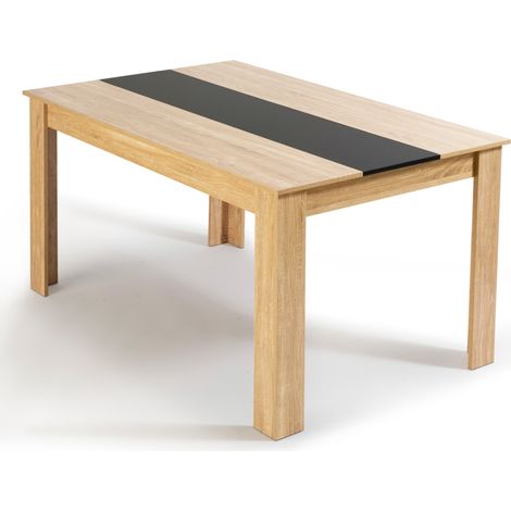 Table à manger IDMARKET GEORGIA - 6 personnes - Imitation hêtre - Noire - 140 x 90 cm