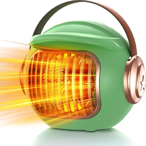 Chauffage électrique, chauffage portable PTC 500 W avec protection contre la surchauffe et le basculement, adapté à l'hiver, vert (1/5)