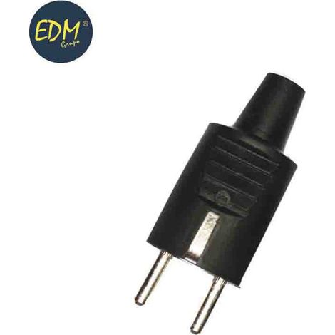 EDM-Gummistecker, 10/16 A, 250 V, T/TL, IP44, 4,8 mm, Schwarz (verpackt)