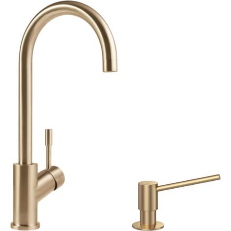 Grifo de cocina + dispensador de jabón VILLEROY & BOCH Umbrella, dorado mate