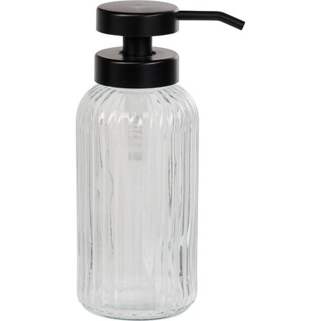 Dispenser di sapone black edition in vetro trasparente da 500 ml - 5five
