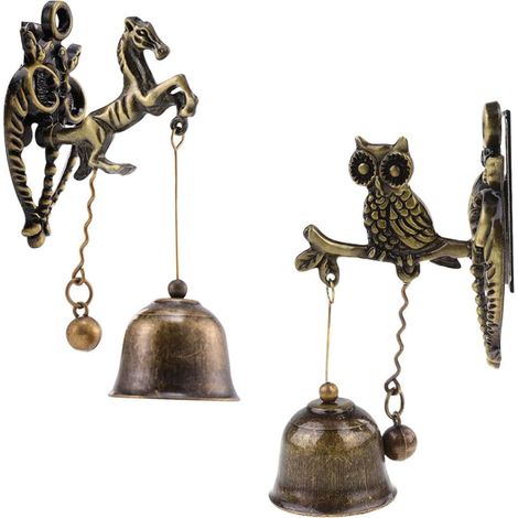 Sonnette à Carillon D'entrée Animaux en Métal Vintage, Son Clair et Robuste, Lot de 2 pour Balcon ou Patio Décoratif et Créatif (1/5)
