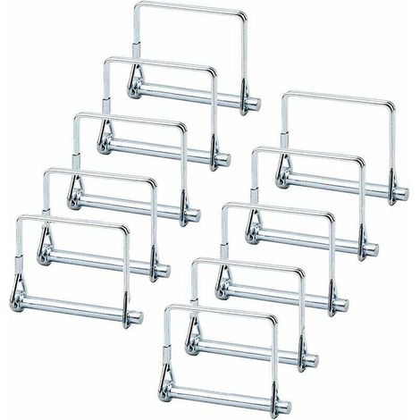 10 Stück Vierkant-Sicherungsbolzen, 1/4"-Sicherungsbolzen, Anhängerkupplungsbolzen für Gartenanhänger, Landwirtschaftsanhänger, Rasenanhänger (Silber)