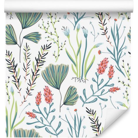 Papier peint Fleurs des champs et herbes aromatiques pour salon et chambre 50x1000 cm (1/5)