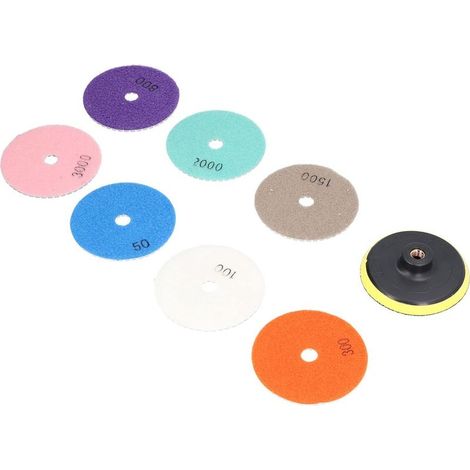 Tampons de polissage diamantés, kit de polissage sec humide résistant à l'usure pour renforcer la dissipation rapide de la chaleur 7 pièces pour les comptoirs pour le granit pour le marbre (1/5)