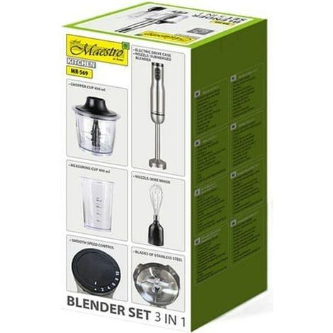 Batidora multifunción Maestro MR-569 negro y plata (1/3)