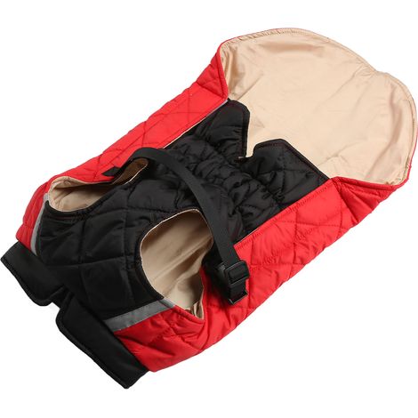 Manteau d'hiver épais et chaud pour chien, idéal pour l'automne et l'hiver, rouge et noir, taille 4XL (1/5)