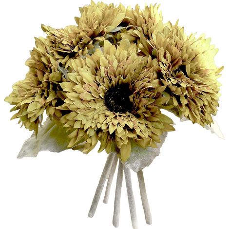 Tournesol Artificiel - Bouquet de 6 Têtes - Tige Flexible avec Fils Plastiques - Diamètre 24 cm - Hauteur 30 cm - Décoration Intérieure Mariage Bureau (1/5)