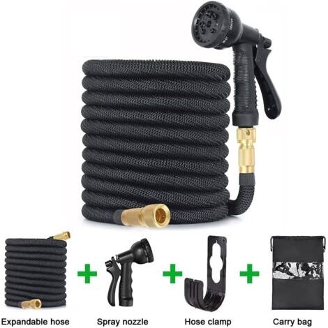 Pair - Tuyau d'arrosage Extensible , Tuyau Flexible et Léger, pour Irrigation, Nettoyage du Jardin, Laver la Voiture, Arroser, Baigner Animal, Tuyau d'arrosage avec Sac de Rangement (15M/50FT) (1/5)