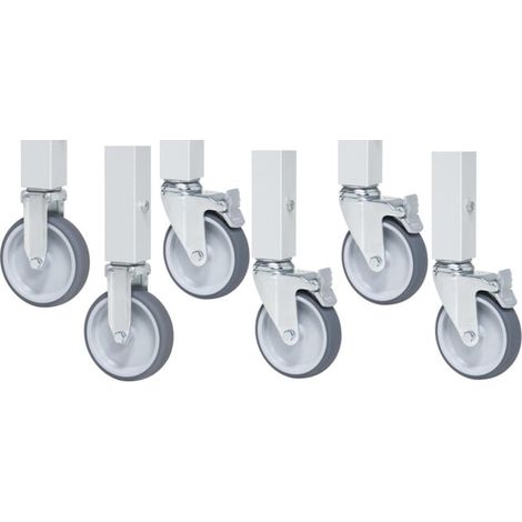 Rau Ensemble de roulettes avec expanseur, 2 roulettes fixes et 4 roulettes pivotantes avec frein