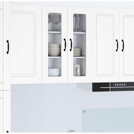 vidaXL Wall Glass Cabinet PORTO White 60 x 31 x 80 cm Engineered Wood (1/5)