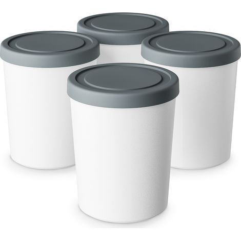 Klarstein Eisbehälter Für Speiseeis – 4x 180ml, Mit Deckel, Spülmaschinenfest, Kunststoff, Für Selbstgemachtes Eis, Joghurt und Slush-Eis, Stapelbar, Passend Für Klarstein Eismaschinen