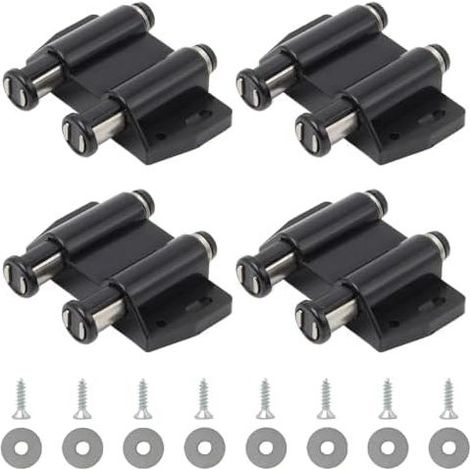 Lot de 4 Loquets Magnétiques à Pression pour Porte et Placard Fermoir Aimanté Double avec Ressort en Plastique Noir avec Vis pour Armoire et Tiroir (1/5)