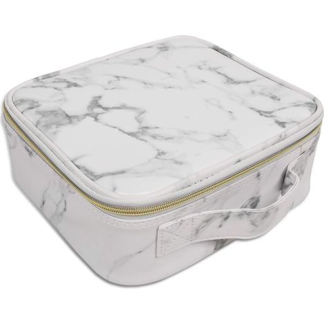 Trousse de toilette portable carrée avec cloison (blanc)