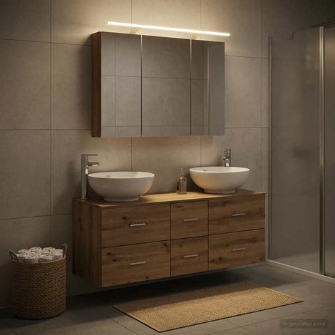 vidaXL Set di mobili per il bagno 4 pz Rovere Artigianale (1/5)