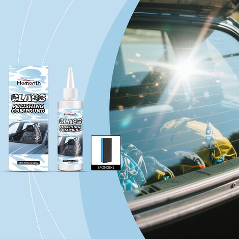 Autoglas-Polierpaste, Autoglas-Folienreiniger, Fleckenentferner, Ölfilmentferner – 100 g + Schwamm -- DE (1/5)