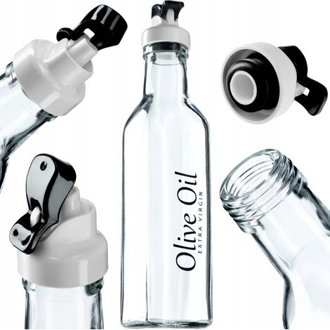 KADAX Glasflasche für Olivenöl und Essig, 250 ml, mit Essig- und Ölspender