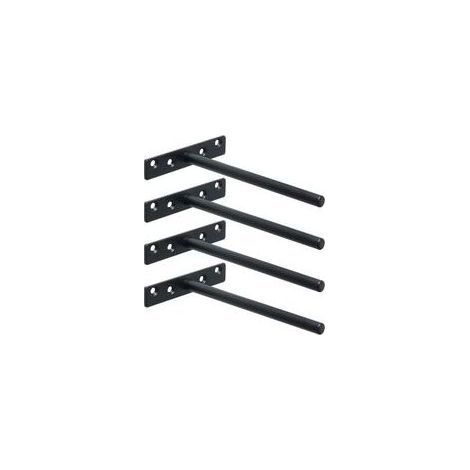 Support Etagère Murale Fixation Flottante Invisible Support en Métal, Tablette Flottante Support Flottant en Bois Dissimulé à Fixation, Noir Mat, 4 Pcs (1/4)