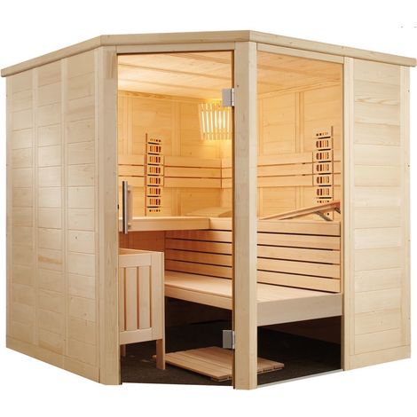 Harvia Alaska Corner Infra+ Massivsauna Saunakabine Inkl. 2 Vollspektrumstrahler