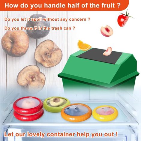 Ensemble de 5 boîtes en silicone pour avocats et tomates, contenants réutilisables pour fruits et légumes, bac à légumes pour réfrigérateur, ail, citrons, oignons, avocats (1/3)