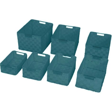 Set 7 Cassetti in poliestere verde acqua rettangolare
