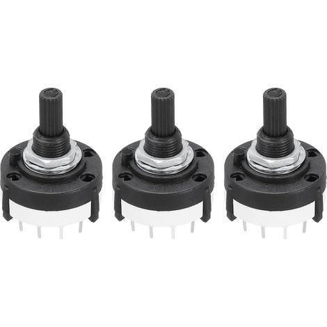 Rotary Switch 1P12T 1 Pole 12 Positions for Band Selector 1 Stage for TV Radio Machine Home 3 Pieces (1/4)