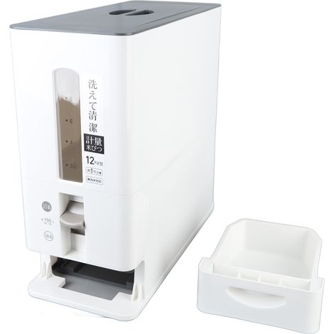 Conteneur de stockage automatique de riz de 12 kg, tiroir, doseur intelligent, seau pour riz, haricots, céréales, riz blanc (1/5)