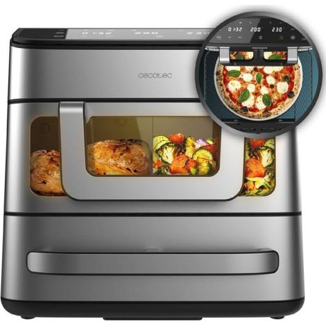 Cecotec Freidora de Aire y Horno - Air Fryer 18L Cecofry FoodCourt 18000 4Pizza. 2700W, Horno 12", Temp. Máx. 230ºC