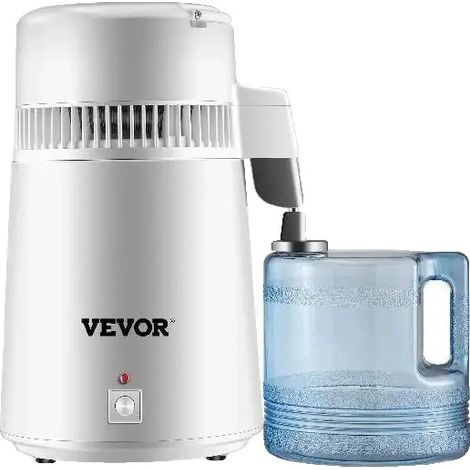 Distillateur d'eau, Puissance 750 W, Capacité 4 L, Vitesse de distillation 0,34 Gal/H, Construction en acier inoxydable, Dimensions Φ9,1 x 15,2 po (1/5)
