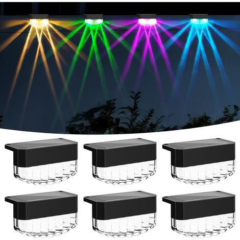 Lot de 4 lampes solaires étanches - Applique murale avec 4 modes et RVB - Lampes LED pour terrasse, mur, escaliers (1/5)
