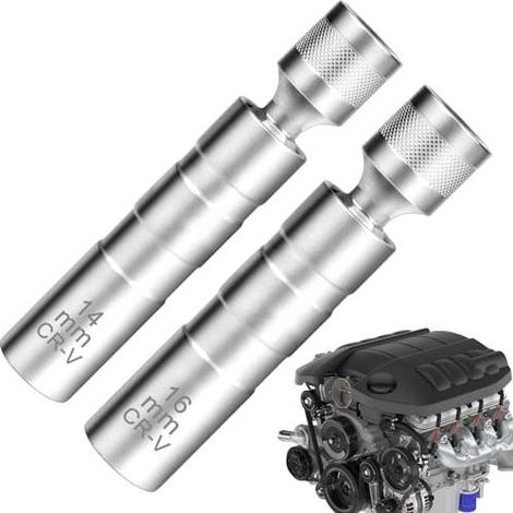 Antriebssteckschlüssel-Zubehör, Zündkerzenwerkzeug-Set, 2 Steckschlüssel aus legiertem Stahl, magnetischer Präzisionsschlüssel für Auto-, LKW- und andere Reparaturen (1/5)