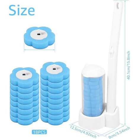 Brosse WC - Tête De Brosse Jetable Avec Parfum Océan - Manche 40 Cm - Pour Nettoyage Des Recoins - 18 Pièces (1/5)