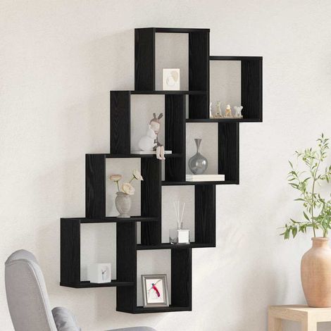 Wandregal Schwarz Eichen-Optik 90 x 15 x 119,5 cm Holzwerkstoff